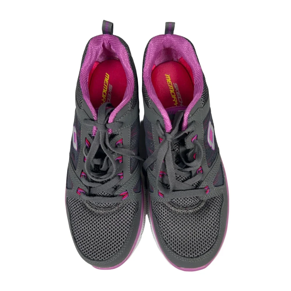Skechers Women's Gray/Purple Lightweight Memory Foam Sneakers - 8.5